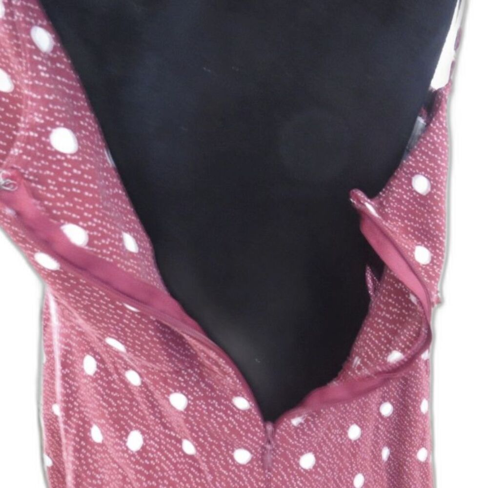 Old Navy Fit and Flare Polka Dot Cami Dress  Burgundy/White Retro L EUC - Picture 4 of 8